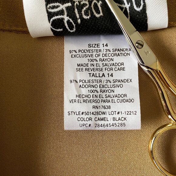 Lisa Jo Women's 14 Tan Black Floral Embroidered Faux Suede Lightweight Blazer - Picture 10 of 14